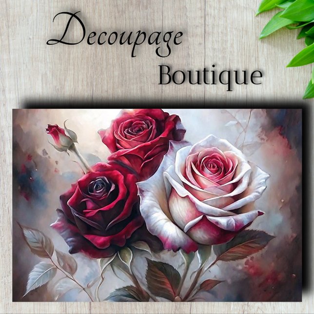 Papel De Seda Romance Rosa Real Decoupagem (Royal Rose Romance Decoupage Tissue Paper)