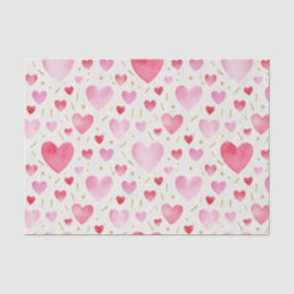 Papel De Seda Romantic Blush & Crimson Watercolor Hearts