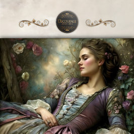 Papel De Seda Romantic Reclining Woman Floral Portrait Decoupage