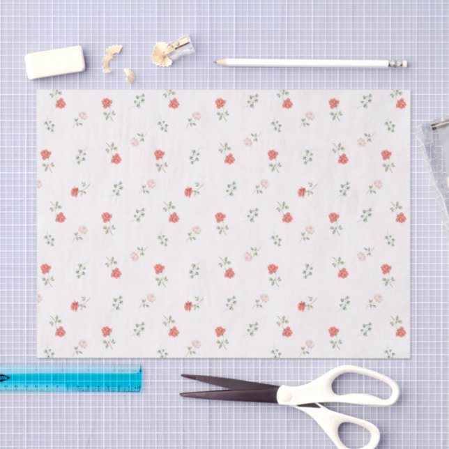 Papel De Seda Romantic Red Blush Pink Roses Love (Arte )