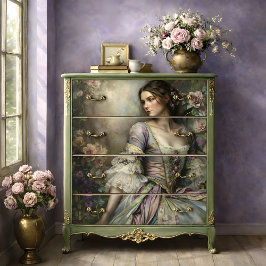 Papel De Seda Romantic Victorian Woman Floral Portrait Decoupage