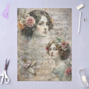 Papel De Seda Romântica Girly Victoriana Vintage Ephemera Floral