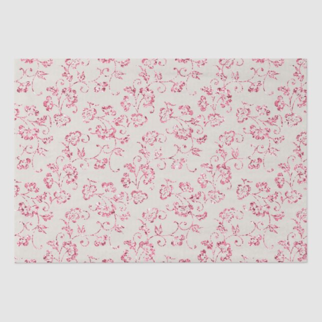 Papel De Seda Romântico Rosa Creme Brilho Floral Casamento (Frente )
