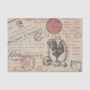 Papel De Seda Rooster de Paris com Escrita Manual em Francês Vi