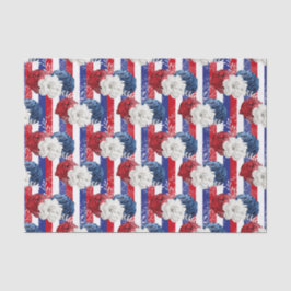 Papel De Seda Rosa Azul Branco Patriótico Stripe Floral
