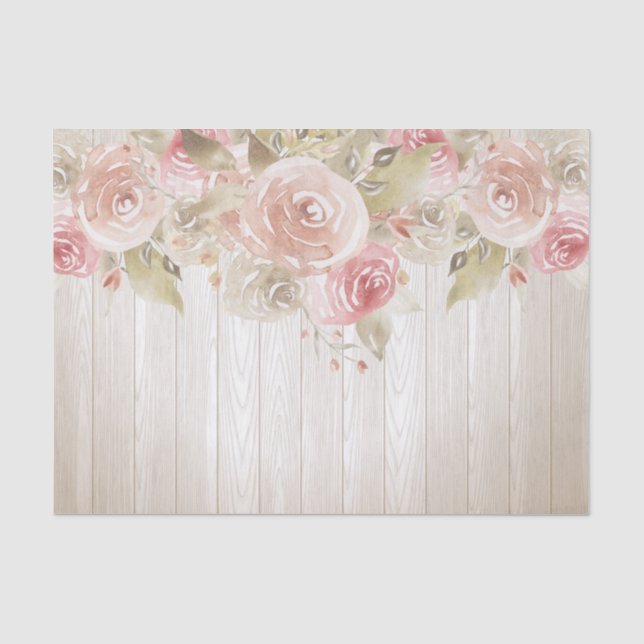 Papel De Seda Rosa Bege Madeira Rústica (Frente )