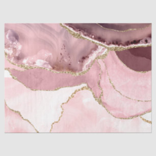 Papel De Seda Rosa Blush E Agate De Brilho Dourado