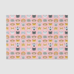 Papel De Seda Rosa bonito do teste padrão dos animais da selva