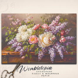 Papel De Seda Rosa Clássico do Jardim de Vintage e Decoupage Lil