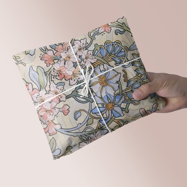 Papel De Seda Rosa Clematis Vine Alphonse Mucha (Criador carregado)