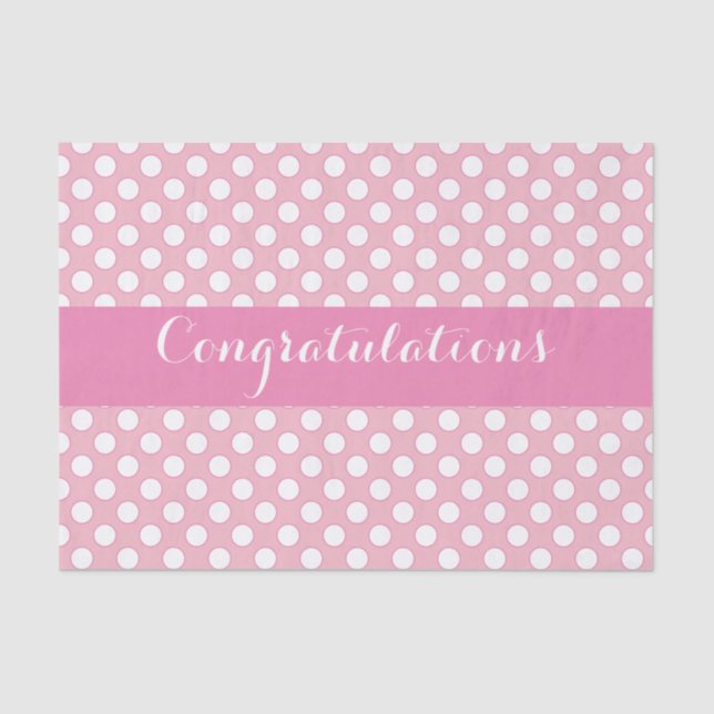 Papel De Seda Rosa com Bolinhas branca (Frente )