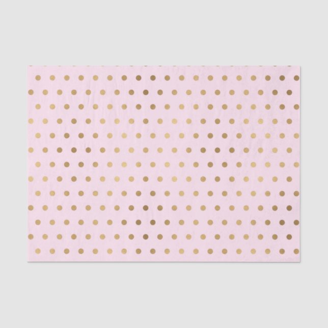 Papel De Seda Rosa com Pontos de Ouro (Design 46 Série Rosa) (Frente )