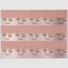 Papel De Seda Rosa cor-de-rosa Dourado Eyelashes Derrubando Nome