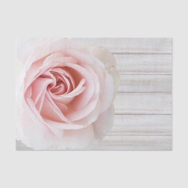 Papel De Seda Rosa Cor-de-Rosa e Madeira Branca Chá Rústico Chá  (Frente )