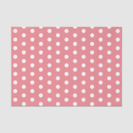 Papel De Seda Rosa Coral e Bolinhas Brancas