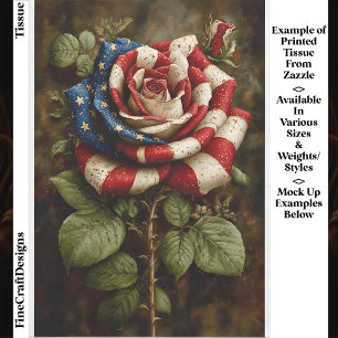Papel De Seda Rosa da Bandeira Americana, Estrelas e Listras DT8