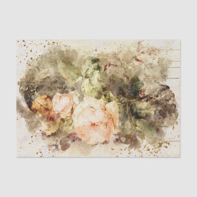 Papel De Seda Rosa de Aquarela (Frente )