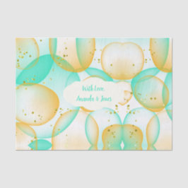 Papel De Seda Rosa de casamento personalizada em aquarela com bo