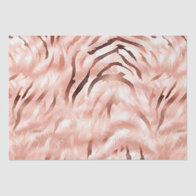 Papel De Seda Rosa de Champanhe Rosa Glam Zebra (Frente )