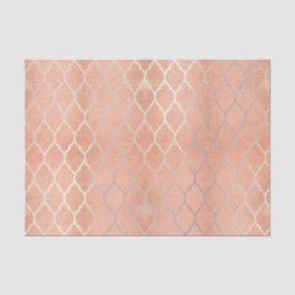 Papel De Seda Rosa de Coral Blush Metálico Dourado Quatrefoil