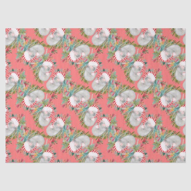 Papel De Seda Rosa de Natal Koala (Frente )