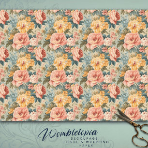 Papel De Seda Rosa de Pêssego Antiquado e Dissociação Floral Ver