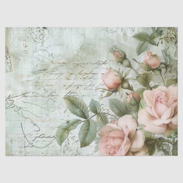 Papel De Seda Rosa de Vintage (Frente )