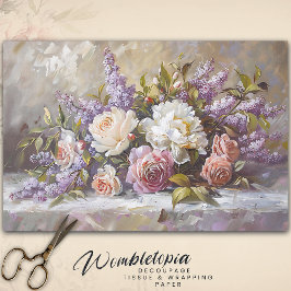 Papel De Seda Rosa de Vintage e Decoupage Floral do Buquê Lilac