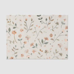 Papel De Seda Rosa Desbotado Suave Vintage Boho Floral Silvestre