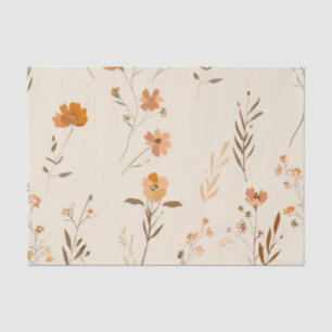 Papel De Seda Rosa Desbotado Suave Vintage Boho Floral Silvestre