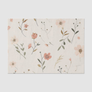 Papel De Seda Rosa Desbotado Suave Vintage Boho Floral Silvestre