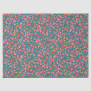 Papel De Seda Rosa do Clematis, vermelho, floral alaranjado em
