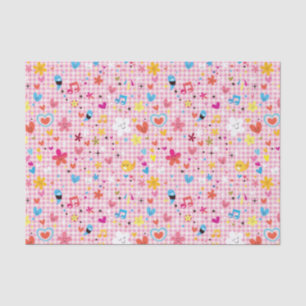 Papel De Seda rosa do teste padrão dos desenhos animados do