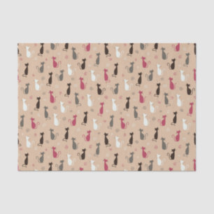 Papel De Seda rosa do teste padrão dos gatos