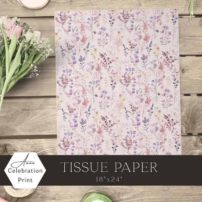 Papel De Seda Rosa Doce Boho Aquarela Flor Silvestre (Criador carregado)
