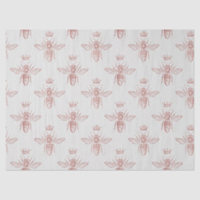 Papel De Seda Rosa Dourado Bee Series Design 2 Tecido (Frente )