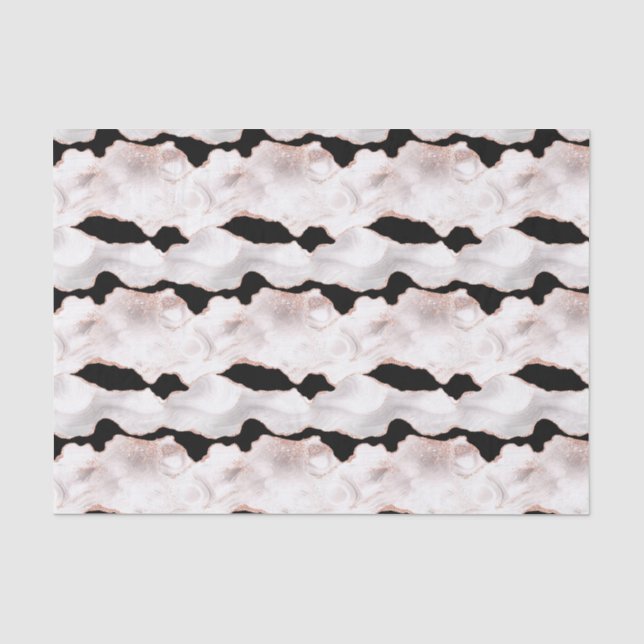 Papel De Seda Rosa Dourado Brilho Ágata Preto Branco Redemoinho (Frente )