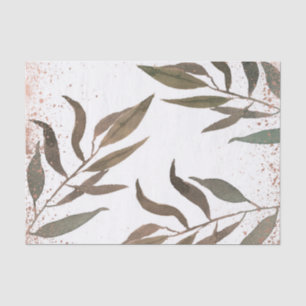 Papel De Seda Rosa Dourado Cobre Botânico Glam Casamento Moderno