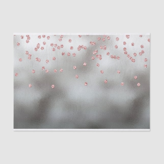 Papel De Seda Rosa dourado confetti em prata (Frente )