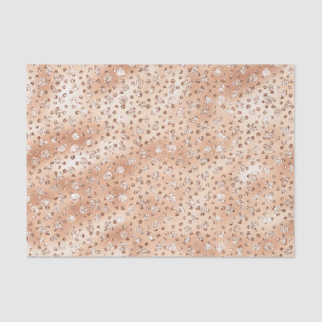 Papel De Seda Rosa Dourado Faux Glitter Cheetah Spots (Frente )