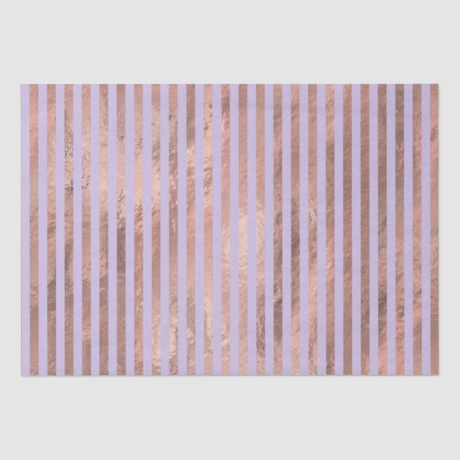 Papel De Seda Rosa Dourado Glamouroso com Listras Lavanda (Frente )