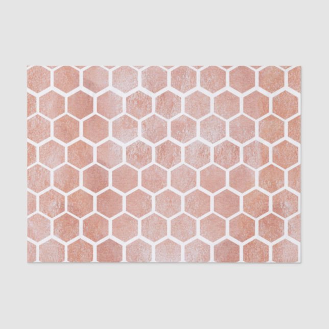 Papel De Seda rosa dourado,padrão do cubo das abelhas, geométric (Frente )