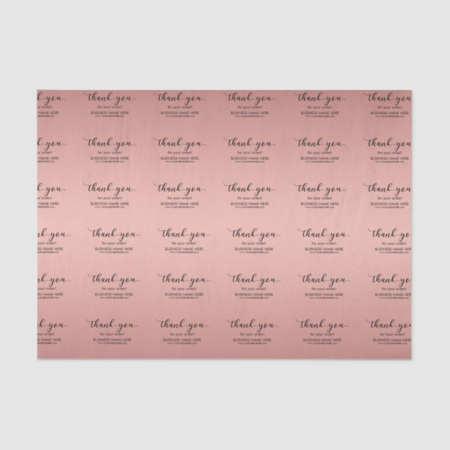 Papel De Seda Rosa Dourado Personalizado Obrigado Empresa (Frente )
