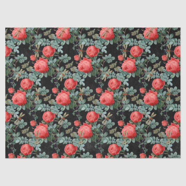 Papel De Seda Rosa e Dragonflies (Design 15) (Frente )