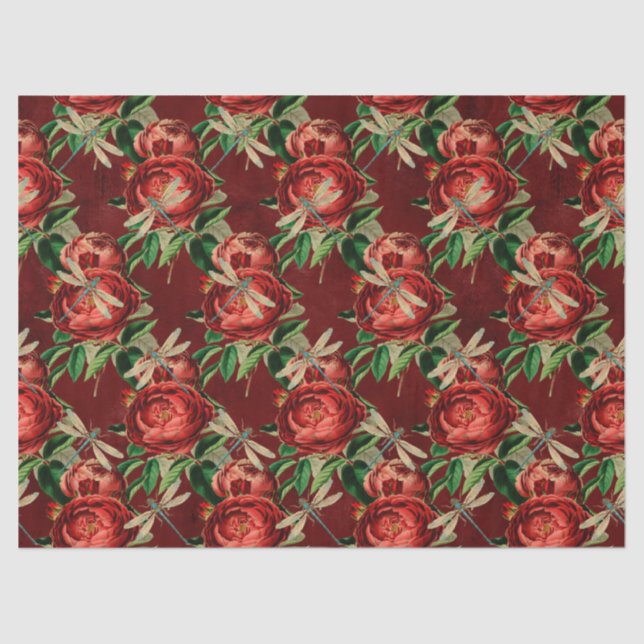 Papel De Seda Rosa e Dragonflies (Design 5) (Frente )