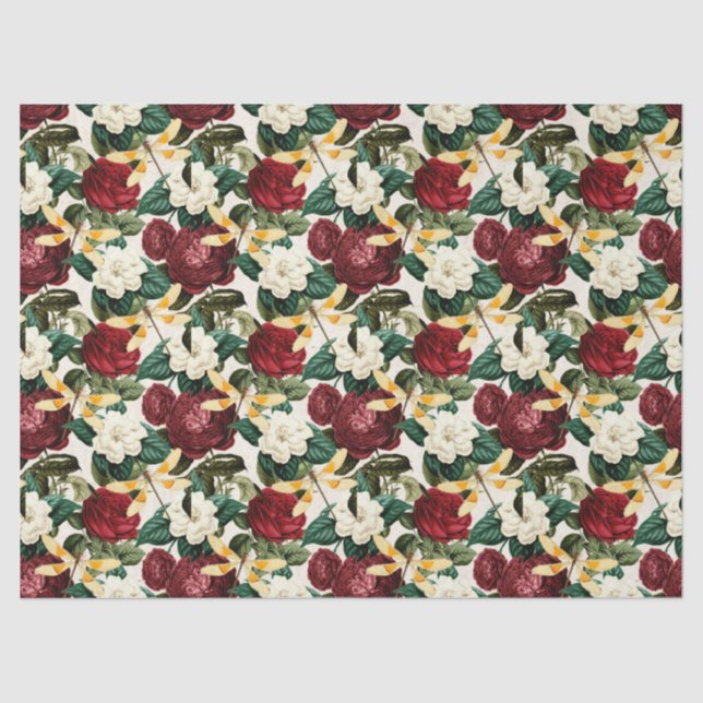 Papel De Seda Rosa e Dragonflies (Design 8) (Frente )