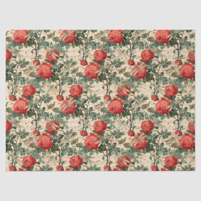 Papel De Seda Rosa e Dragonflies (Design 9) (Frente )