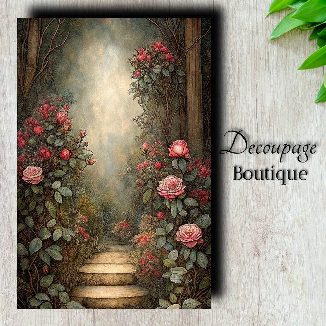 Papel De Seda Rosa é mais além do que a página de texto (Rose Steps Beyond Decoupage                                        Tissue Paper)