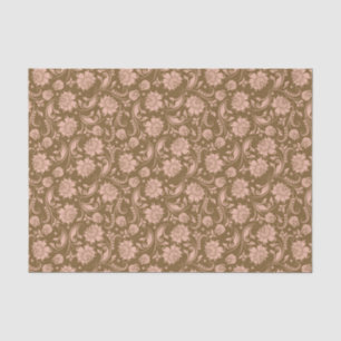 Papel De Seda Rosa e teste padrão floral de Brown