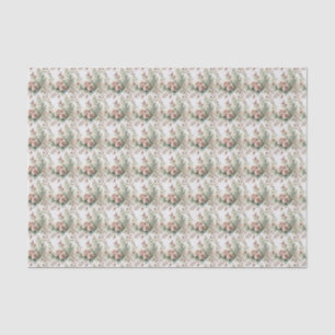 Papel De Seda Rosa Empoeirada e Verde Salvia Floral Chá de Bebê